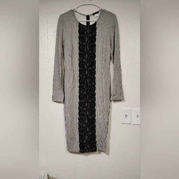 Venus dress long sleeve houndstooth Lace Size 10 Semi Formal Event Party Feminin - Picture 1 of 7